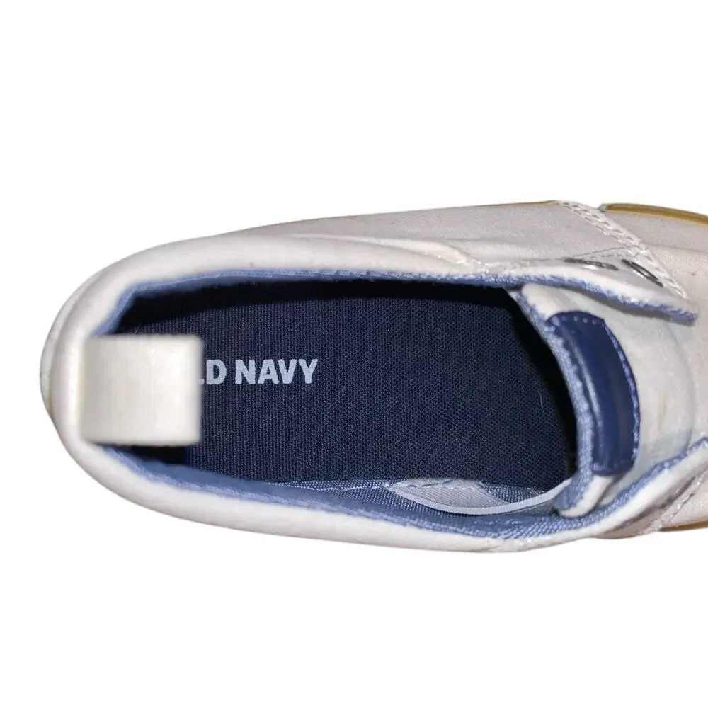 Old Navy Kids Boat Shoes Boys Toddler 10 White Leather Laceless Oxfords NEW